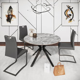 Lina 120cm Grey Gloss Ceramic Round Dining Table - Pendle Village Furniture